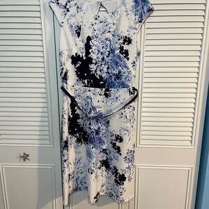 Emma & Michele Blue and White Floral Midi Dress